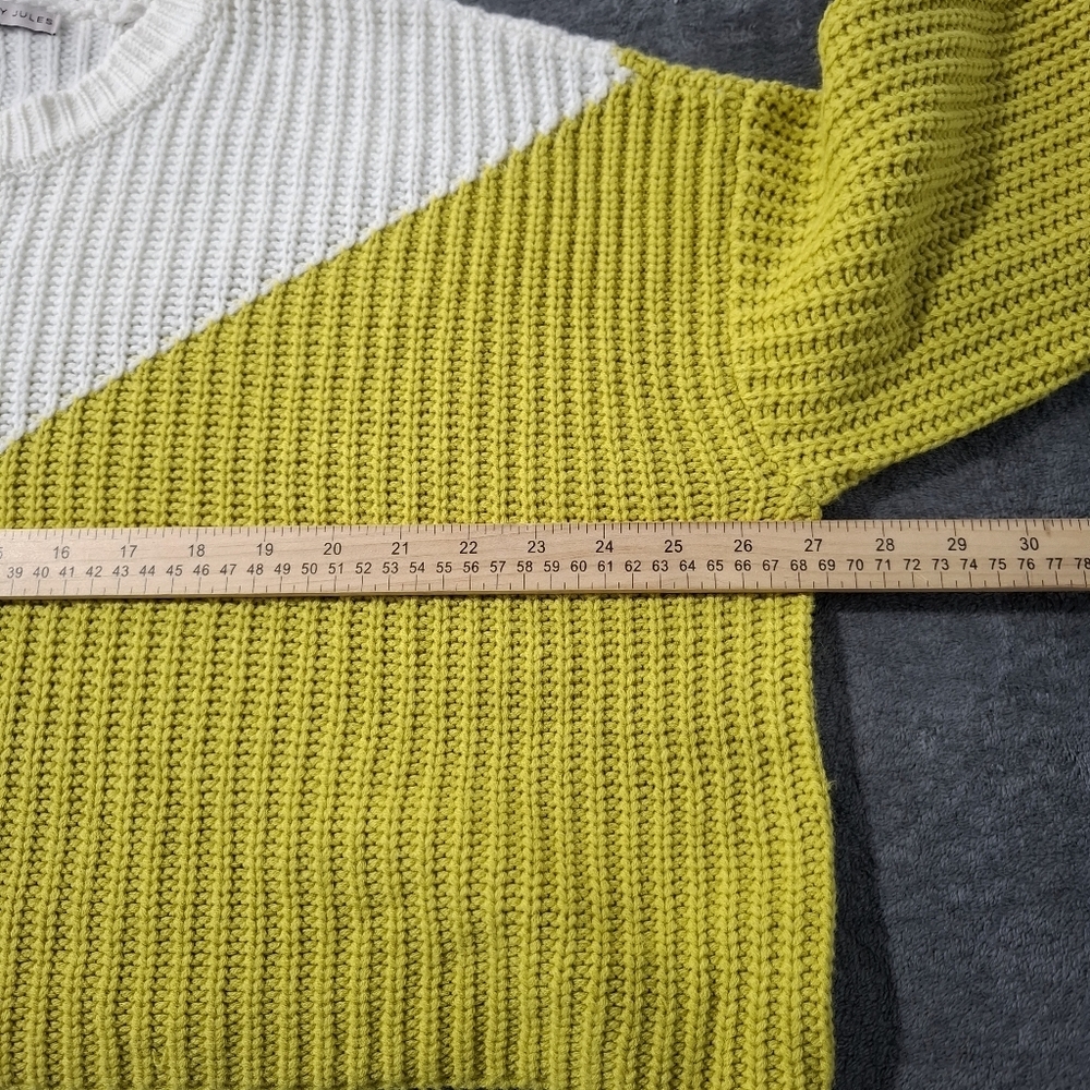 Sincerely Jules Color Block Cropped Knit Sweater Oversize See Measures - Picture 3 of 7